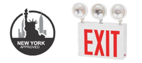New York Code Steel Combo Emergency Lights Exit Sign